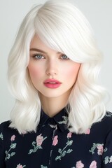 Fototapeta premium Smooth Platinum Blonde Hair with Geometric Layers