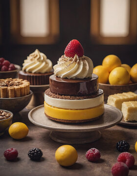 d&eacute;licieux desserts sucr&eacute;s sur la table, tr&egrave;s d&eacute;taill&eacute;s
