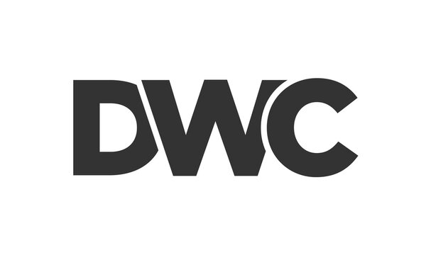 DWC logo design template with strong and modern bold text. Initial based vector logotype featuring simple and minimal typography. Trendy company identity.