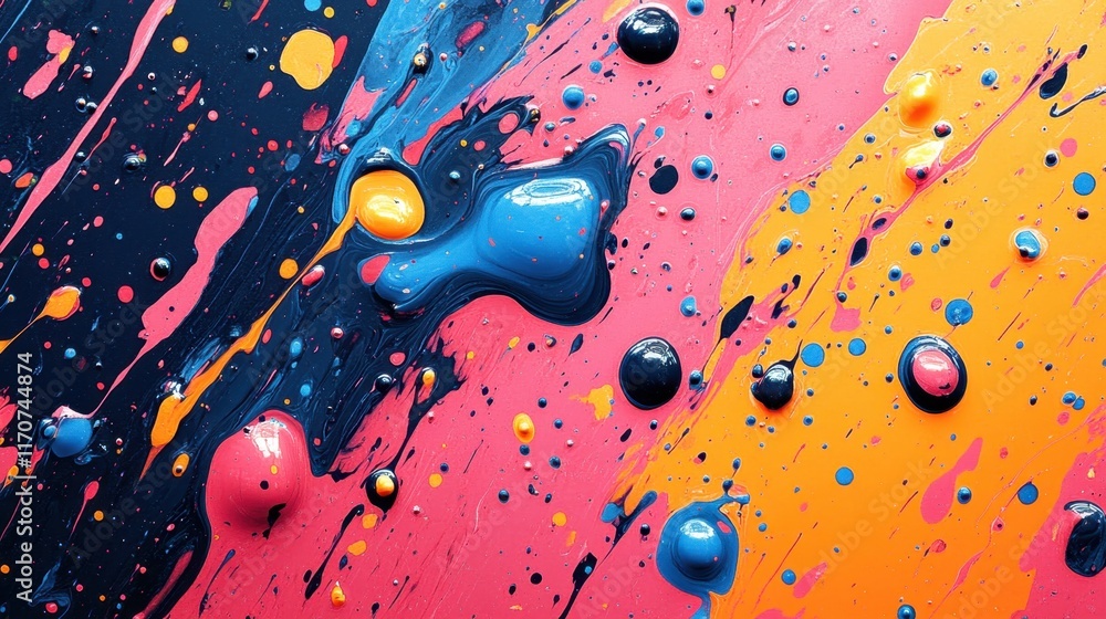 Poster vibrant abstract artwork showcasing colorful splashes and dynamic patterns in a captivating display 