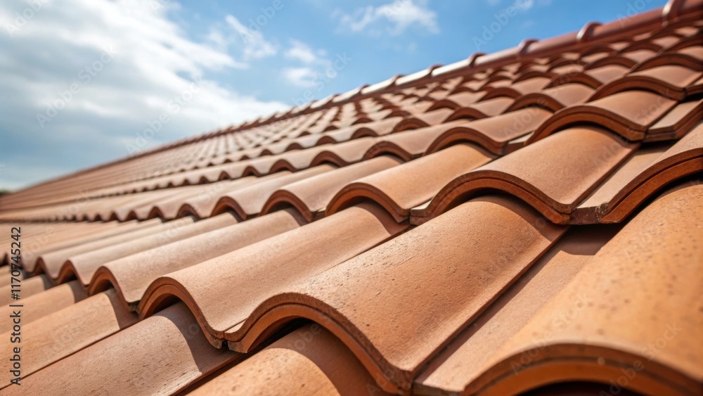 Aufkleber A closeup focuses on the edges of the clay tiles where they align at the gables showcasing the precision in their placement. The interplay of light accentuates the undulating