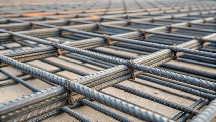 A closeup glimpse at the overlapping layers of rebar mesh grids highlighting the connection points where the strands intersect each junction reinforced and stable underscoring the