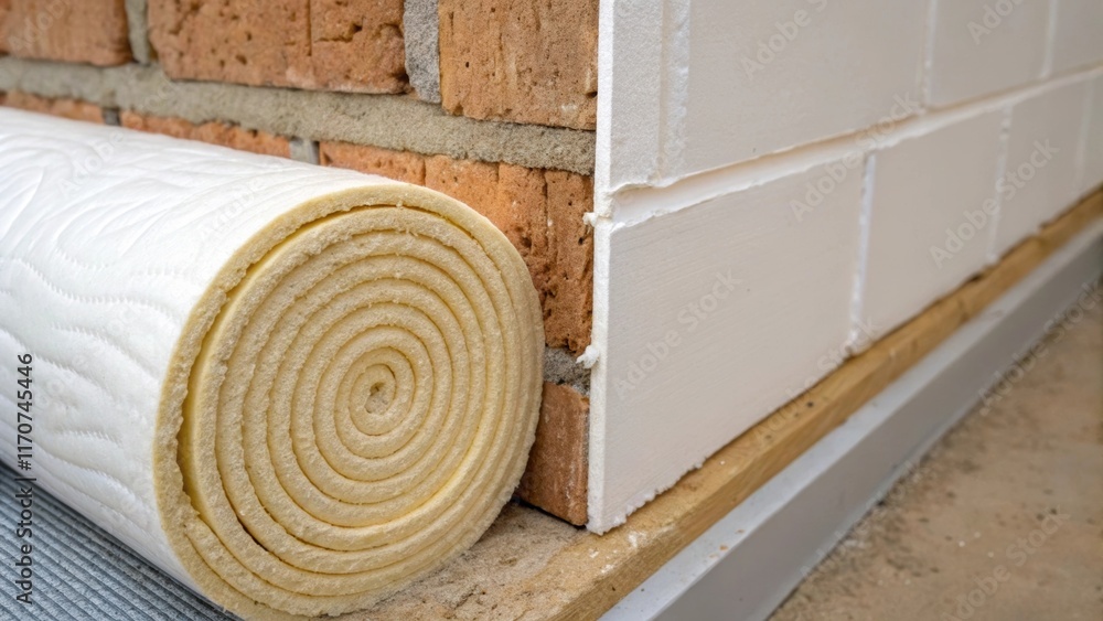 Aufkleber a closeup of a corner where the rolled insulation meets the wall reveals the anticipated snug fit it