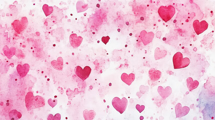 Obraz premium Watercolor hand drawn hearts, pastel colors, light background, romantic aesthetic template. Generative AI