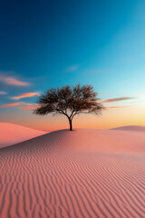 Minimalist Desert with Single Tree