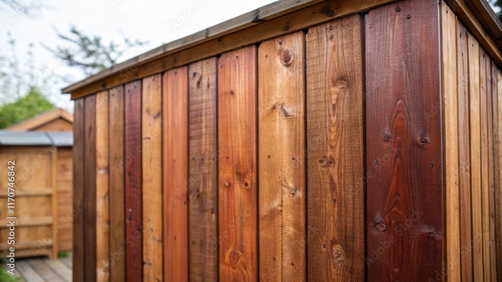 Poster a closeup of the textured surface of the stained fence panels reveals the variations in color from d