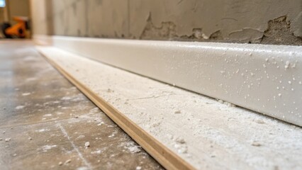 A closeup of the selfadhesive membrane adhered to a surface the seamless transition where it meets the wall accentuating its smooth finish. Fine details like dust particles and