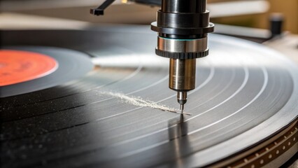 A closeup perspective shows the clean crisp edge of a vinyl sheet being with precise deliberate motions. Shavings of vinyl curl away hinting at the meticulous attention to detail