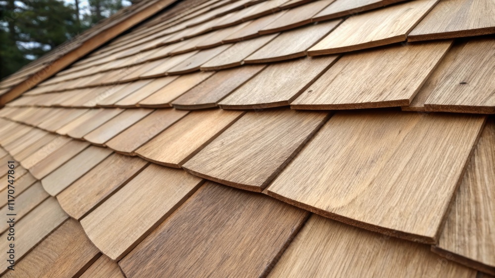 Aufkleber a closeup view reveals the meticulous craftsmanship of the cedar shingles with each piece to fit per