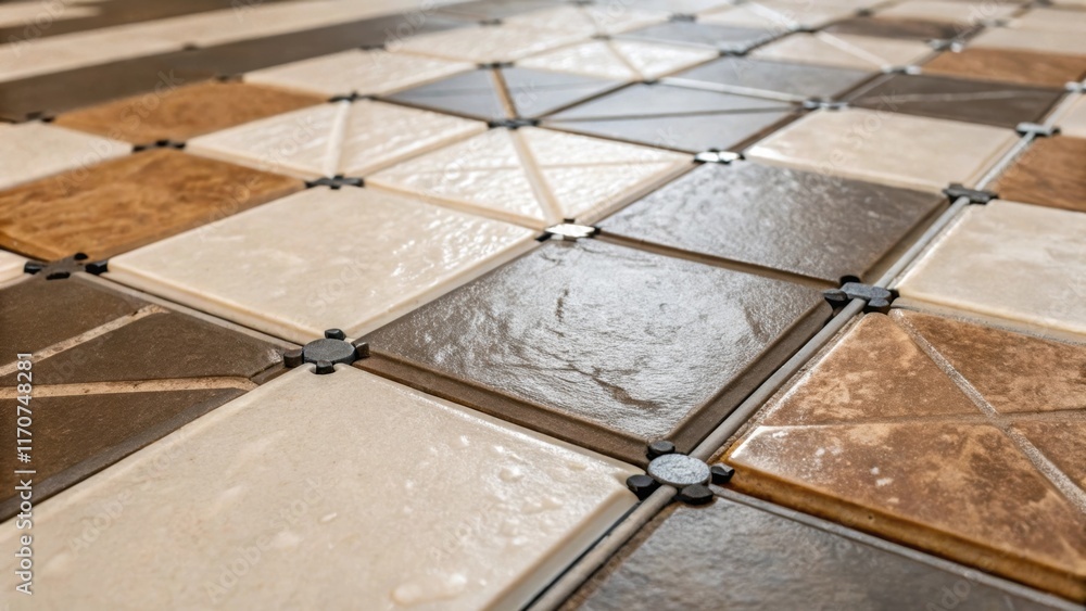Aufkleber a detailed capture of mixed tile texturessome glossy others matteshowcasing their contrasting finish