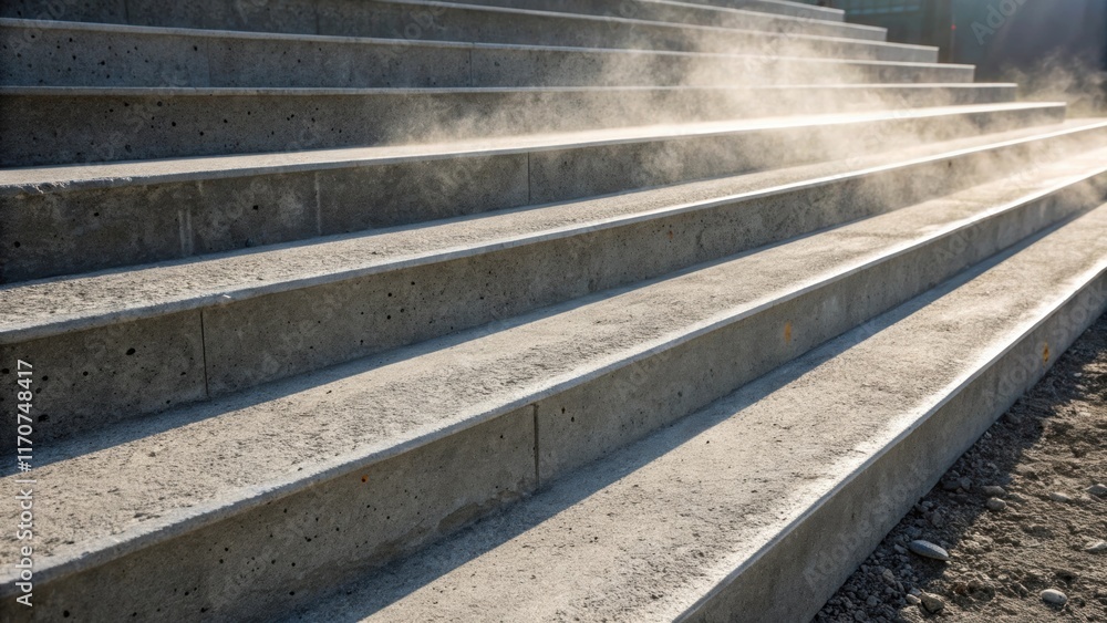 Aufkleber a detailed glimpse at the edges of the precast concrete steps where intricate mold lines reflect the