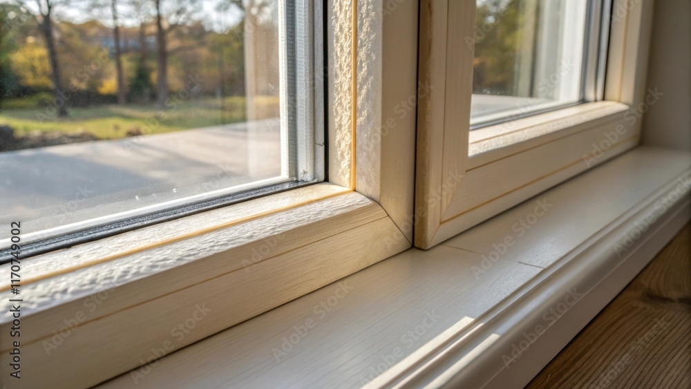 Leinwandbilder a detailed view of a corner junction in the insulated window frame where the edges meet perfectly. t