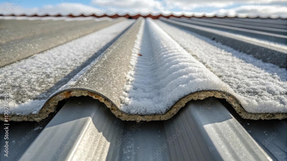 Poster A detailed shot of the insulation layer peeking out from between two corrugated metal panels emphasizing the thickness and quality of the material. The insulation appears dense and