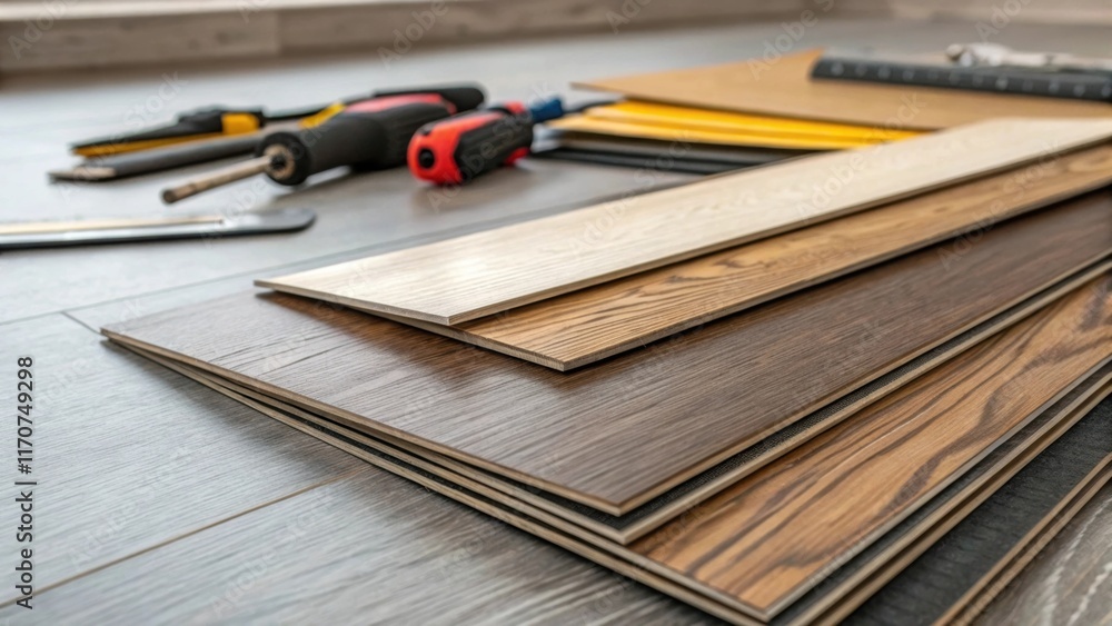 Poster a detail shot highlights the layered composition of laminated vinyl flooring sheets emphasizing thei
