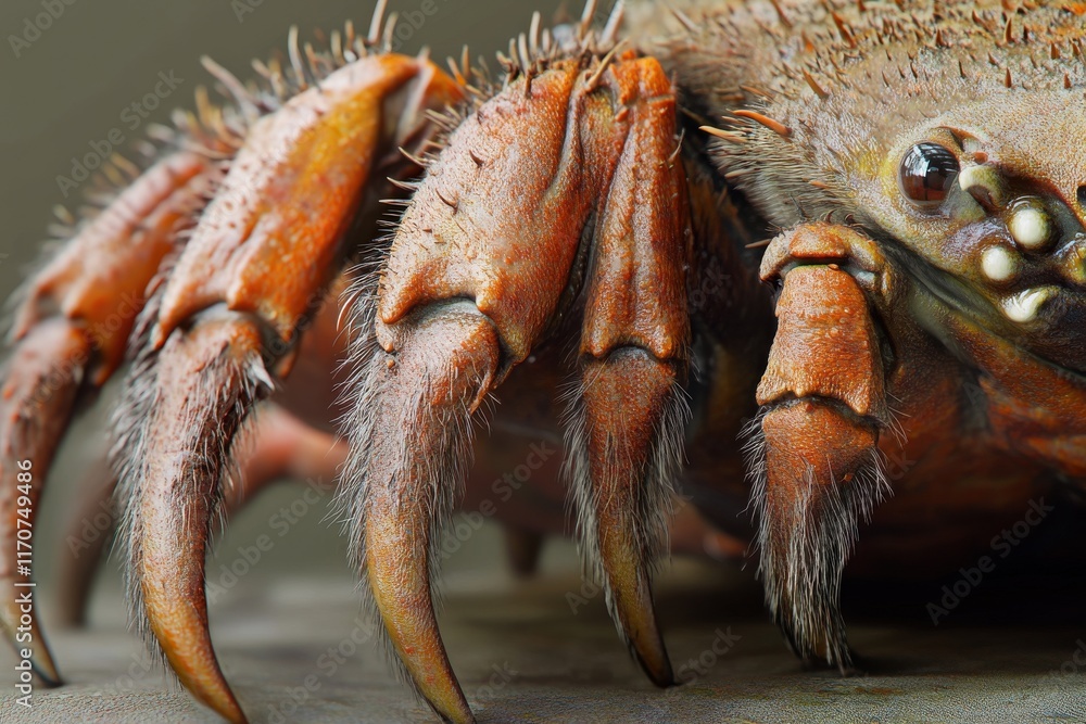 Poster close-up of a detailed brown crab showing its unique claws and texture.