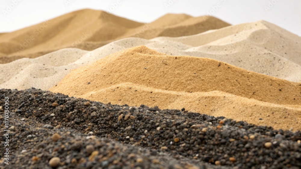 Poster a layered view of sand and gravel showcases different stratifications where lighter sands rise to th