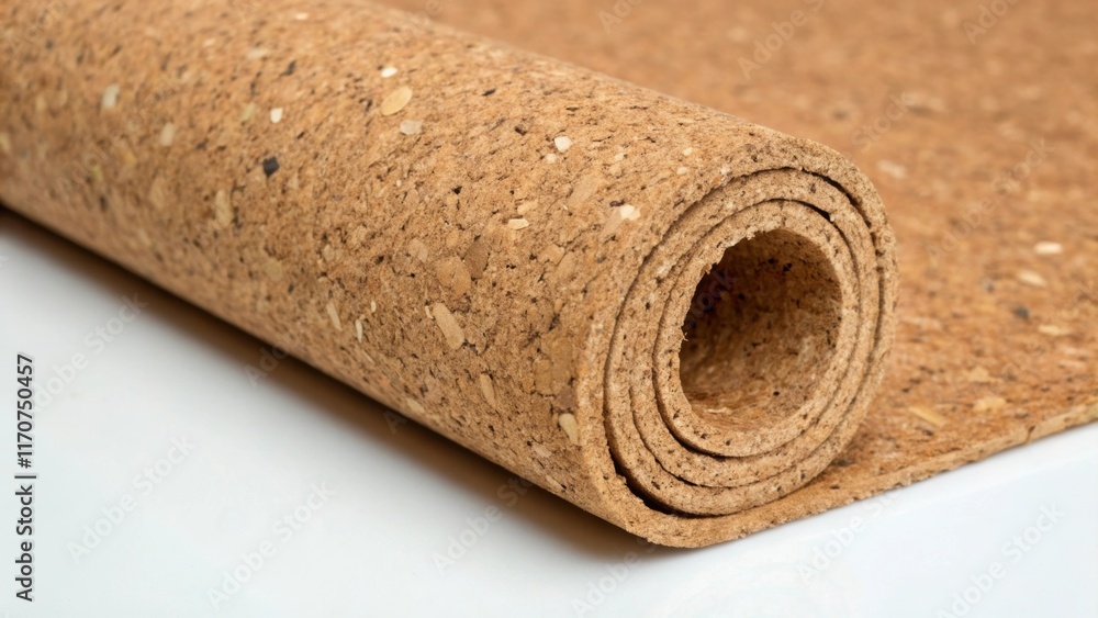 Poster a macro shot captures the intricate fibrous structure of the cork material. small flecks of light re