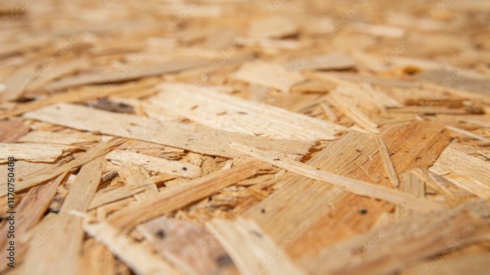 Aufkleber A macro shot capturing the rough texture of OSB with splinters and small imperfections adding character. The image emphasizes the unique variations in color and texture celebrating