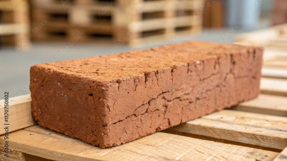 Poster A macro shot of a single clay brick revealing the fine details of its surfacetiny fissures grooves and color variations that add character to the material. A soft focus on the