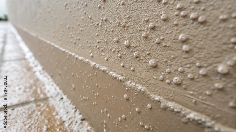 Poster A macro shot of the drywall surface where the tape is just beginning to absorb the mud. Minute air bubbles are ped beneath the surface promising a smooth finish once sanded while