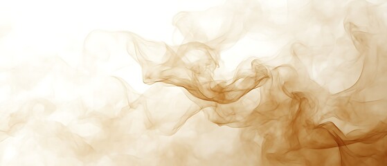 Abstract tan smoke swirls on white.