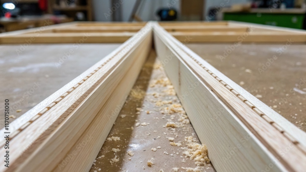 Poster a macro shot of the seams between two sheathing panels displaying the precision of the s and the car