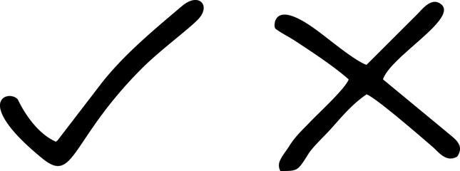 Hand drawn tick / check and cross mark