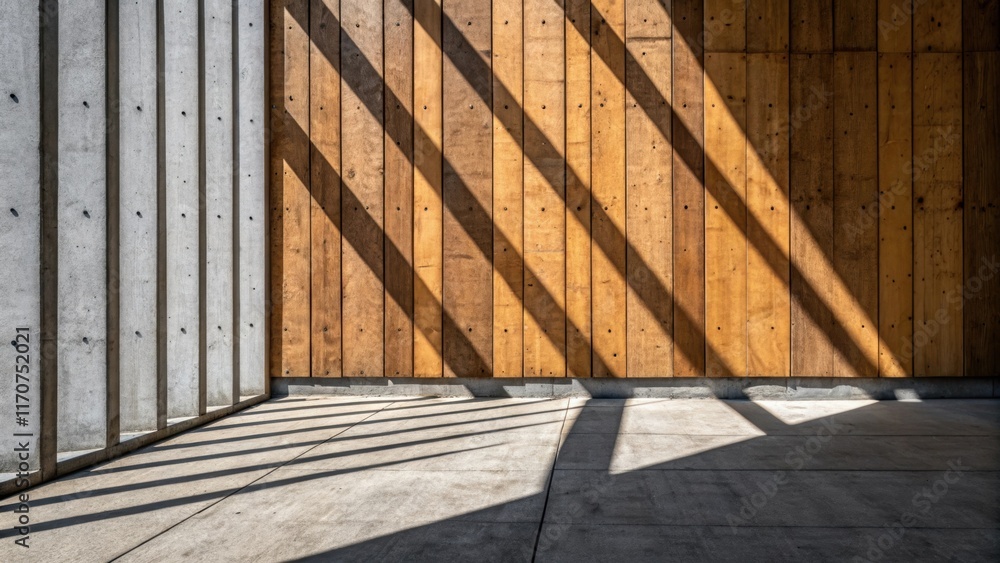Poster An artistic angle captures the interplay of light and shadow across the formwork panels highlighting their texture and the grain of the wood. The stark contrast of the unformed