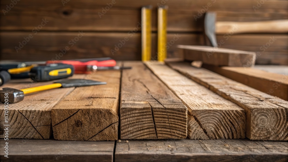 Poster an artistic angle capturing the rugged texture of timber joists with a hint of chisel marks from cra