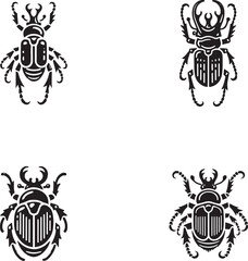 Intricate Beetle Silhouettes Collection - Vector Illustrations