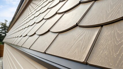 An extreme closeup of the edges of cladding panels where the precise craftsmanship is evident. The panels feature a unique locking system designed for easy installation and