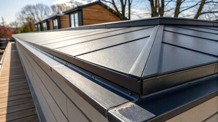 An image focusing on the edges of the cladding boards where the sleek lines meet seamlessly illustrates the precision of the installation. The weatherproof coating is visibly