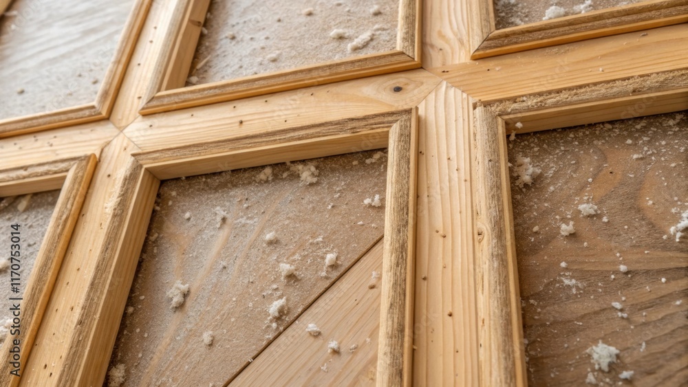 Poster an intimate look at the junction where the wall sheathing panels meet the wooden frame showcasing th