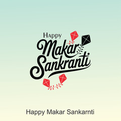  Happy Makar Sankranti poster design with group of colorful kites flying cloudy sky. vector illustration design. Indian festival