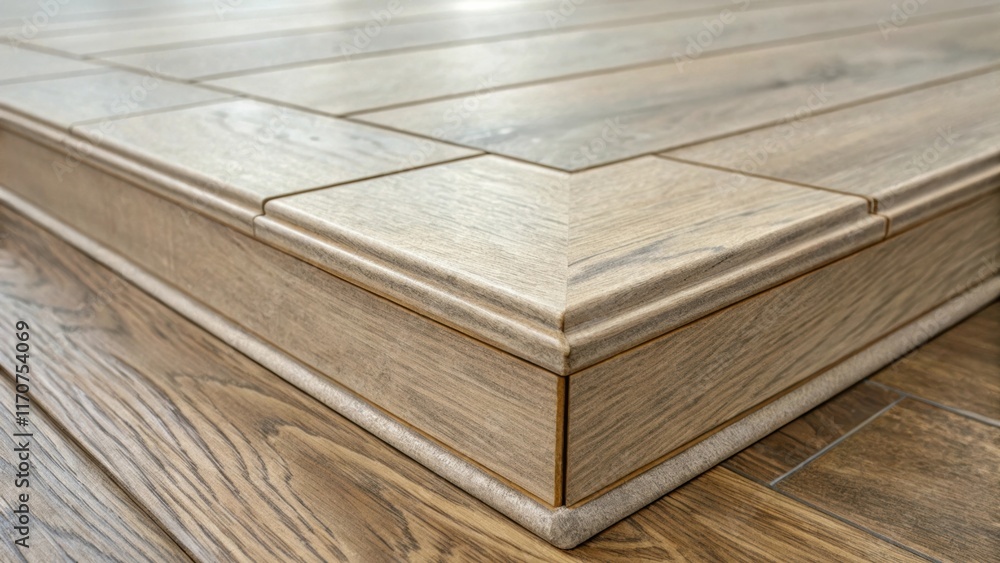 Aufkleber An upclose view of a cornerstone of the laminate planks displaying their interlocking edges emphasizing the precision craftsmanship and the faint sheen that catches the light
