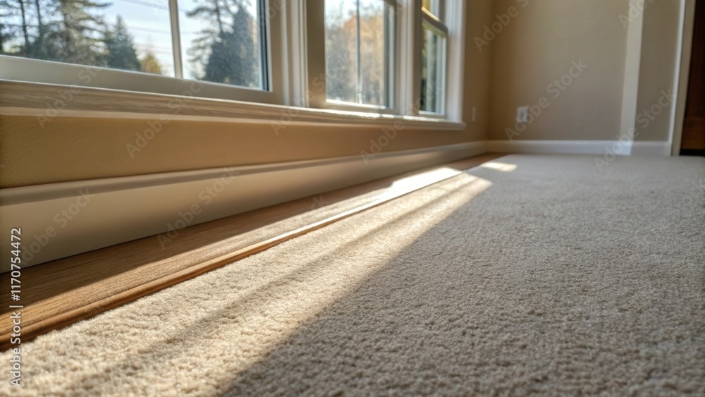 Aufkleber a serene snapshot of the carpet tack strips gently reflecting the glow of a nearby window casting sh