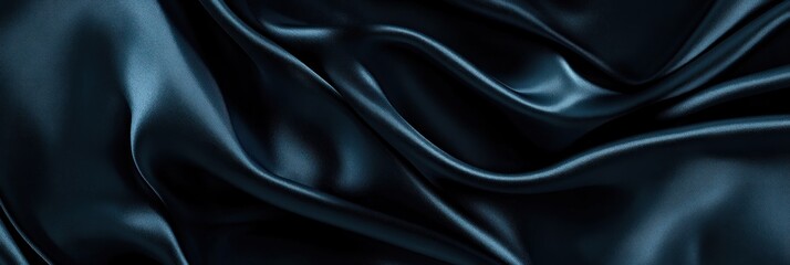 Fototapeta premium Create a luxurious dark blue silk satin background, showcasing the elegant, smooth surface of the fabric