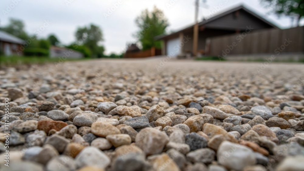 Aufkleber A texturerich perspective where the camera captures the gravel in relation to the foundational elements showcasing the granules as a cohesive layer that seems to cradle the