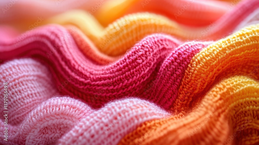 Poster swirling waves of colorful fabric create a vibrant display of texture and warmth in soft pastel hues