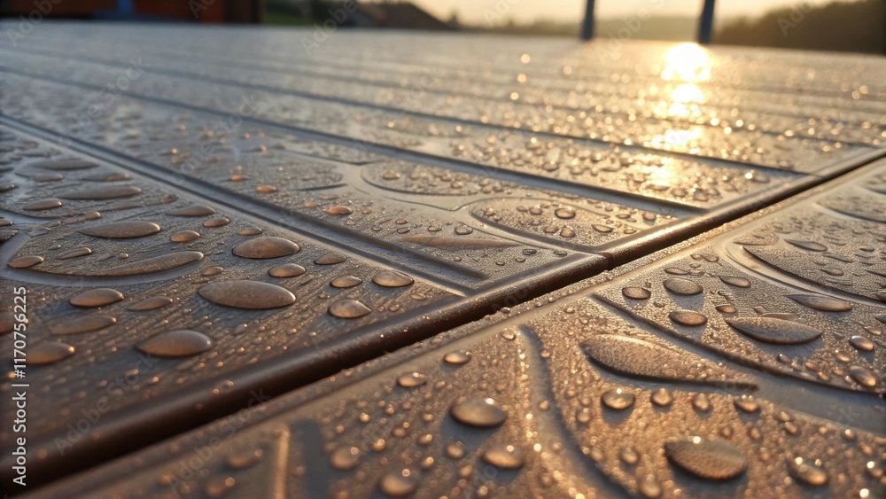 Poster closeup of a panel showcasing intricate textures and patterns the surface glistening slightly with a