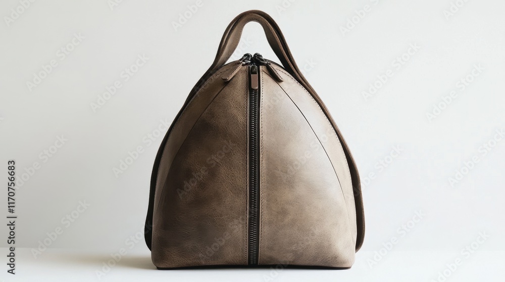 Poster elegant leather backpack displayed against a minimalist background highlighting its unique design an