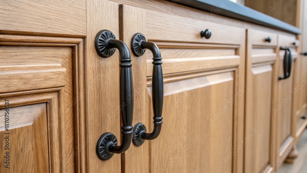 Poster focused on the wrought iron handles this image reveals the contrast between the old hardware and the