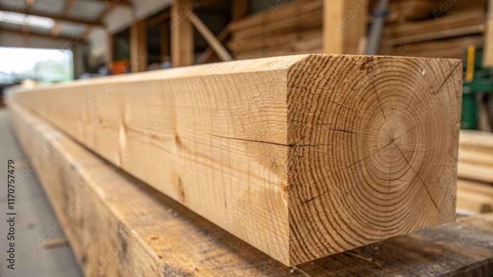 Aufkleber the camera focuses on the raw unfinished end grain of a laminated wood beam revealing the intricate 