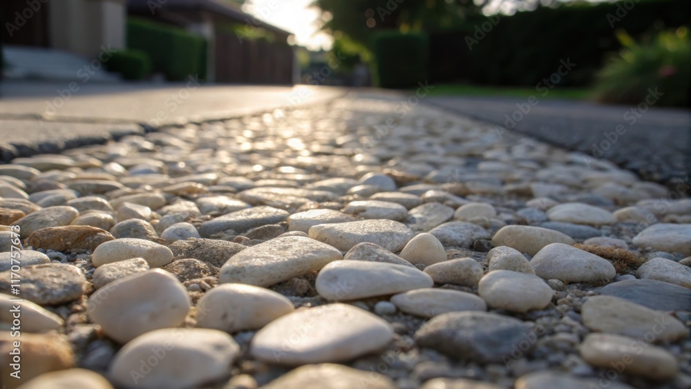 Poster the focus shifts to the subtle details of the aggregate stones where the contrast between the pale a