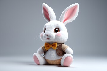 Obraz premium there is a white rabbit with a brown vest and a bow tie