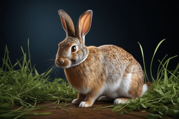 Fototapeta premium there is a rabbit that is sitting in the grass