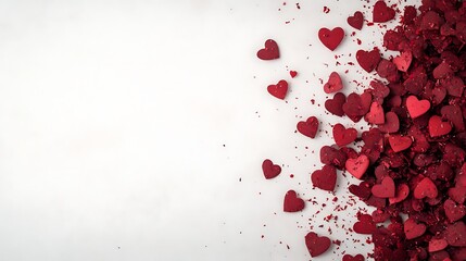 Valentine's Day romantic message with heart-shaped confetti on white background