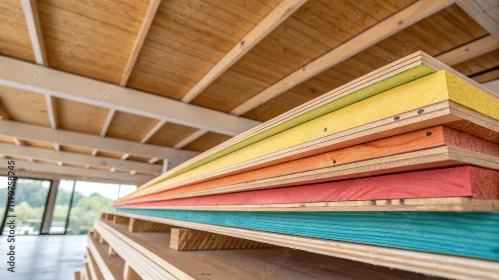 Poster this image captures the relationship between the plywood sheets and joists with a focus on the crisp