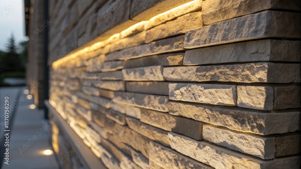 Leinwandbilder this image closely examines a vertical section of the stone veneer wall where the layered adhesive f