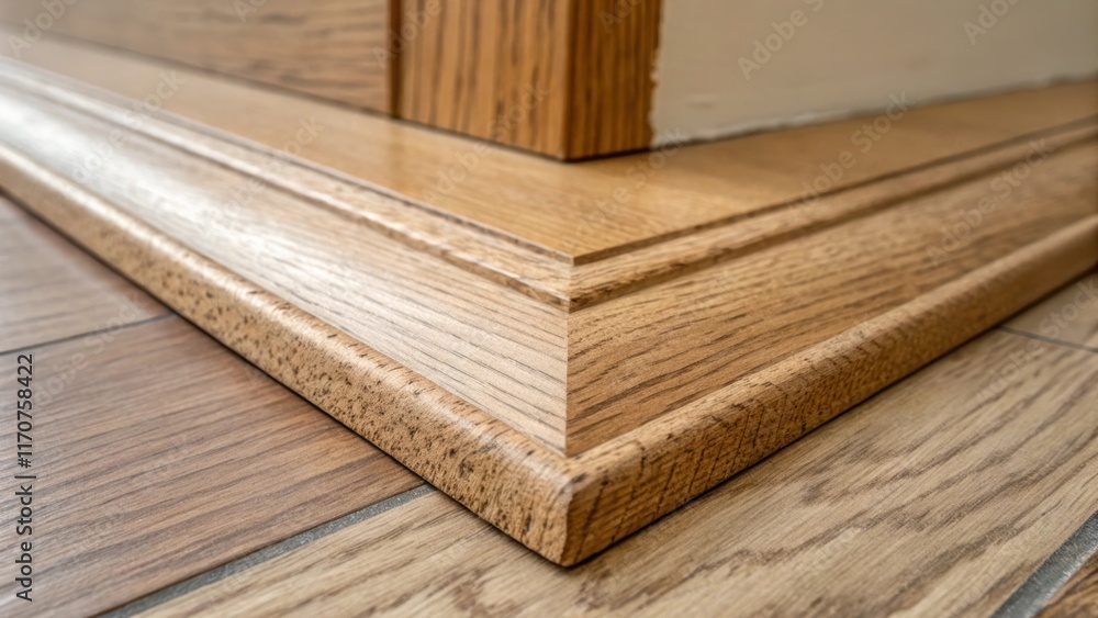 Poster Zooming in on the corner of a hardwood plank the photo emphasizes the subtle differences in texture between a freshly sanded edge and the stillrough surface of an adjoining board.